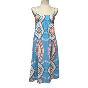 Never on Sunday Midi Sundress Blue Purple Orange Small